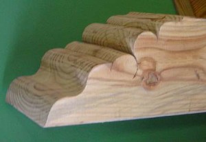 Large wood corbel close up
