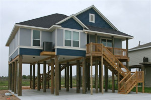 Beach house on gun barrel pilings