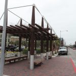 Far view of of Galveston bus stop with Gun Barrel Pilings installed.