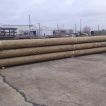 Gun Barrel Pilings in Building Products Plus lumber yard.