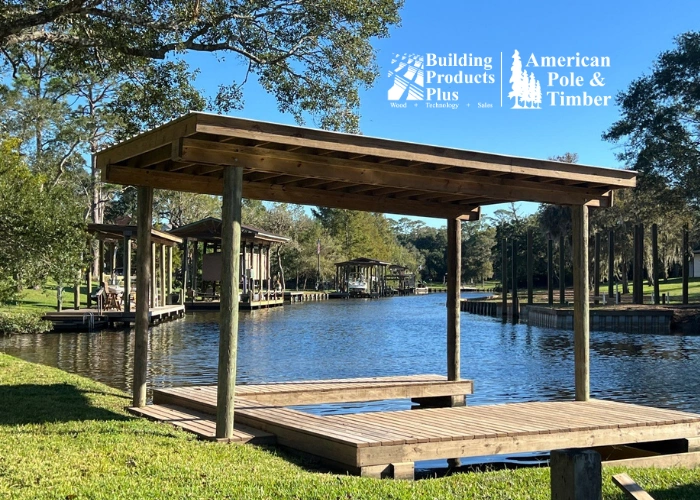Treated wood marine piling sorted by AWPA retention level for saltwater specification on the Gulf Coast